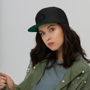 Black Logo Flat Bill Cap