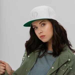 White Logo Flat Bill Cap